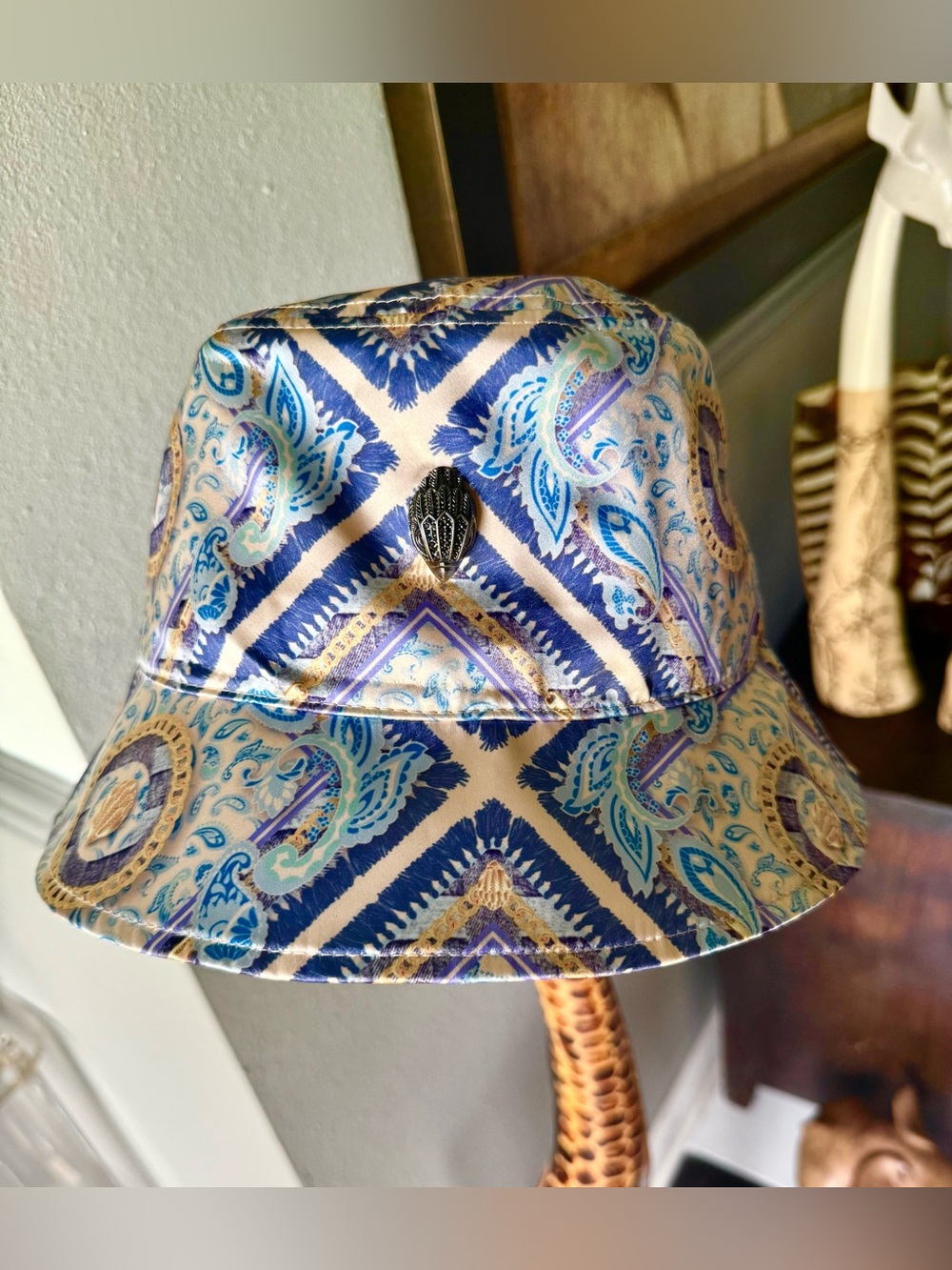 Kurt Geiger Paisley Bucket Hat with free people earrings that match